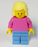 LEGO pln185 Plain Dark Pink Torso with Dark Pink Arms, Medium Blue Legs, Bright Light Yellow Hair (10404)